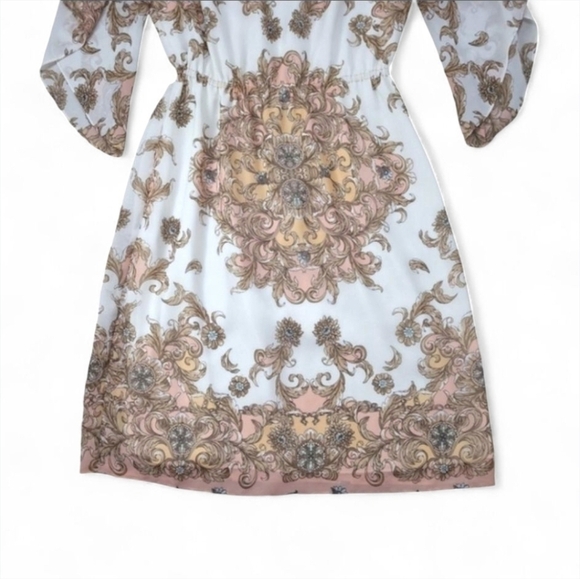 Antonio Melanie Neutral Paisley Print Dress Size 0 - Picture 12 of 15